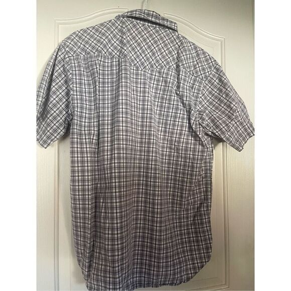 Wrangler Men's White & Gray Short Sleeve Plaid Button-Up Shirt Size L - Picture 9 of 11